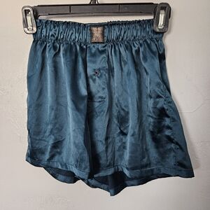 Savage x Fenty Women's XS Teal Green Silky Boxer Shorts Loungewear Comfort